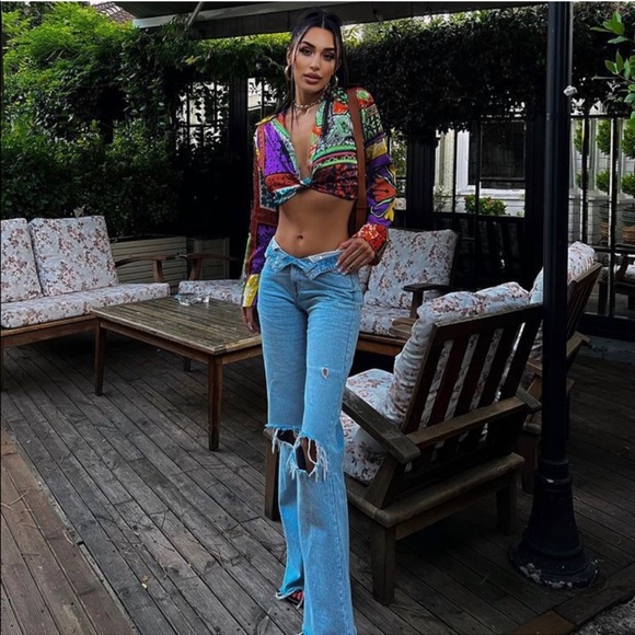 NWT Zara 2 Piece Cropped Printed Blouse and Knotted Skirt Set - Picture 12 of 16